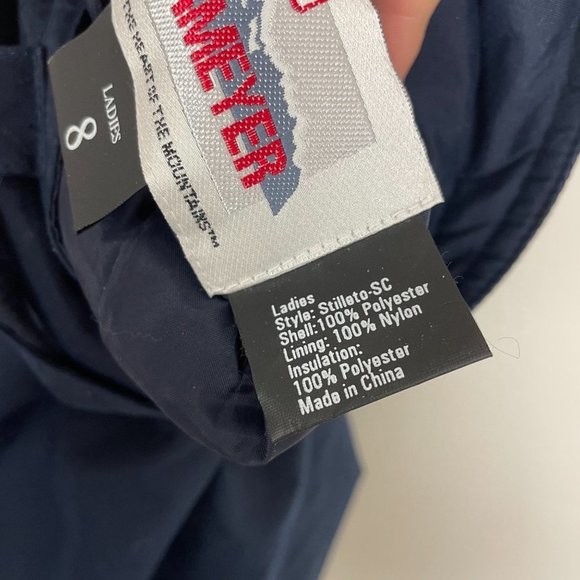 VTG Woman's Sz 8 Navy Blue Belted Stiletto Style Stirrup Snow Pants - Picture 6 of 7